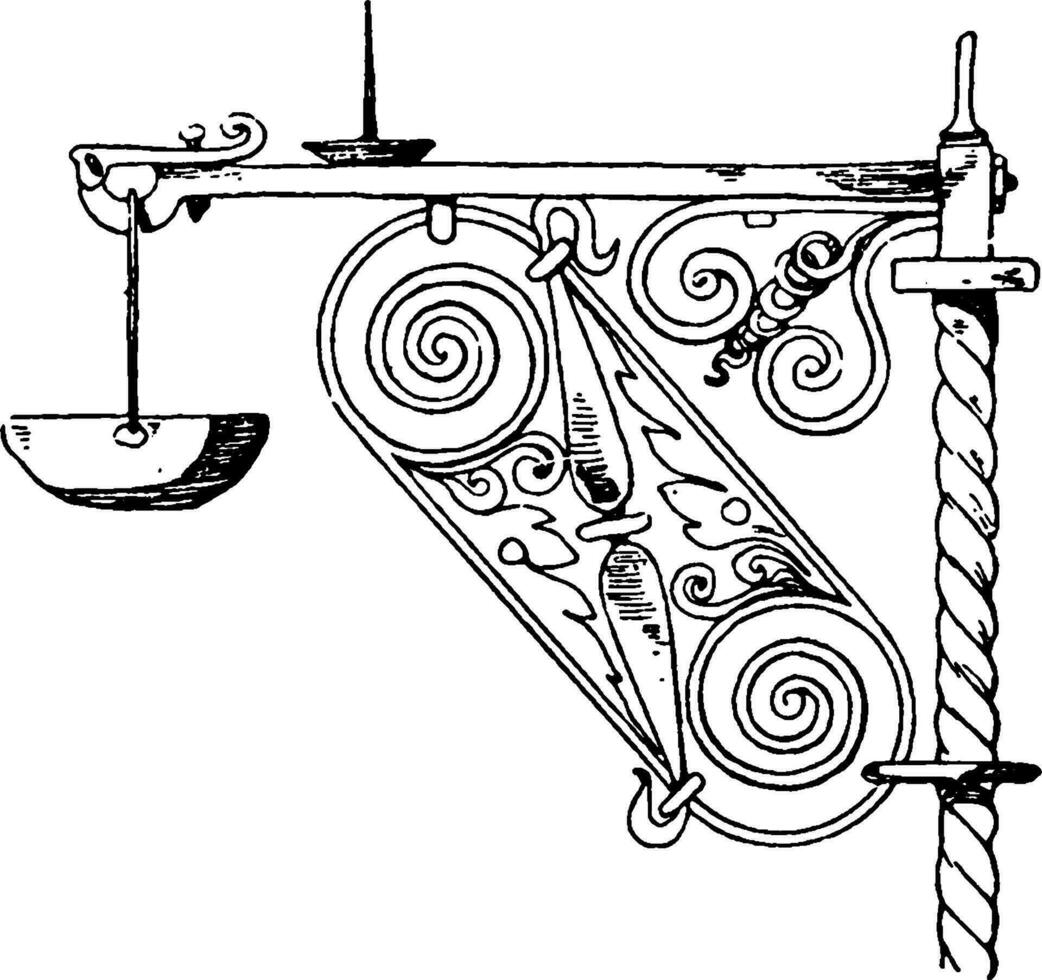 fer forgé support, durable soutien, ancien gravure. vecteur