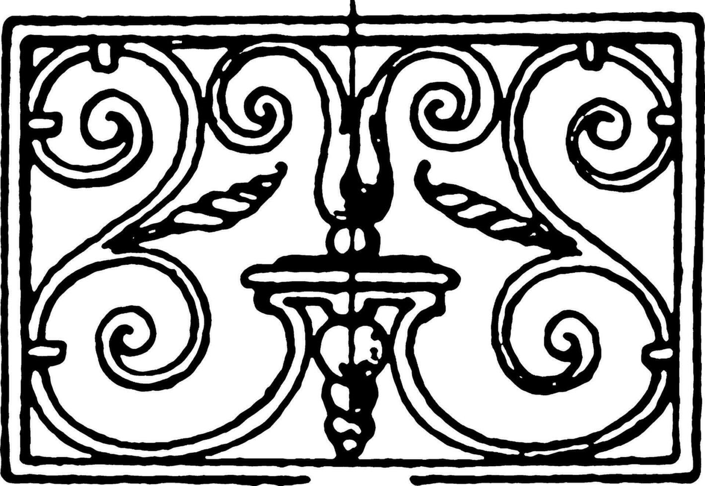 fer forgé oblong panneau est français 18e siècle conception, ancien gravure. vecteur