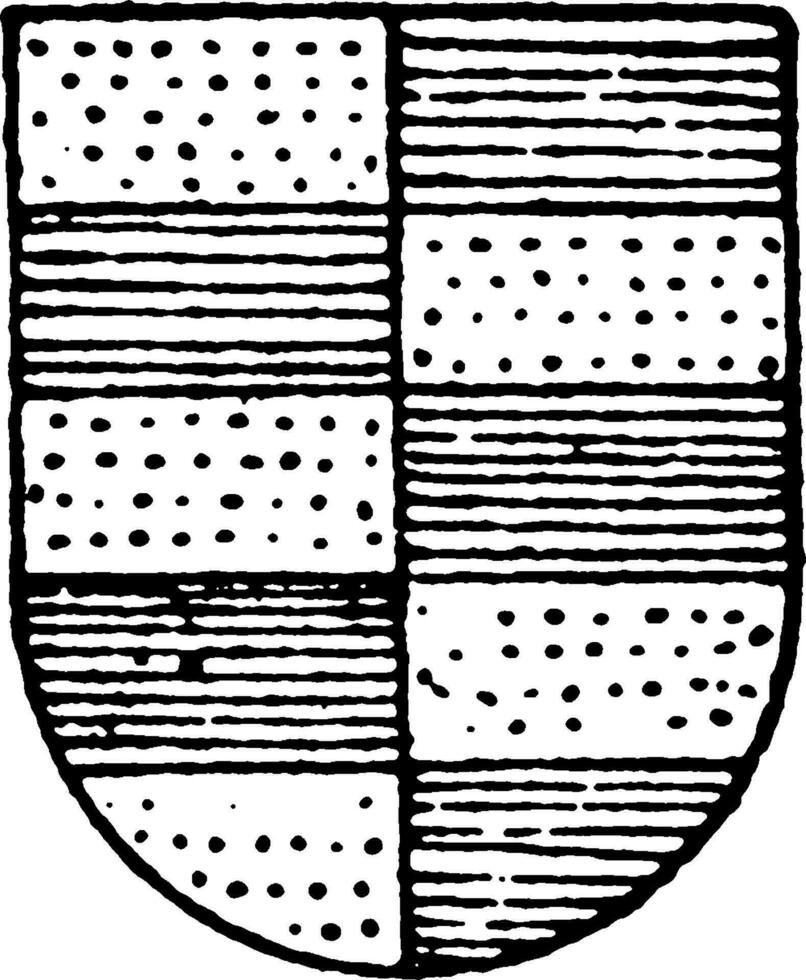 par pâle ordinaire est une modèle de cinq sections sur chaque côté dans le couleurs, ancien gravure. vecteur