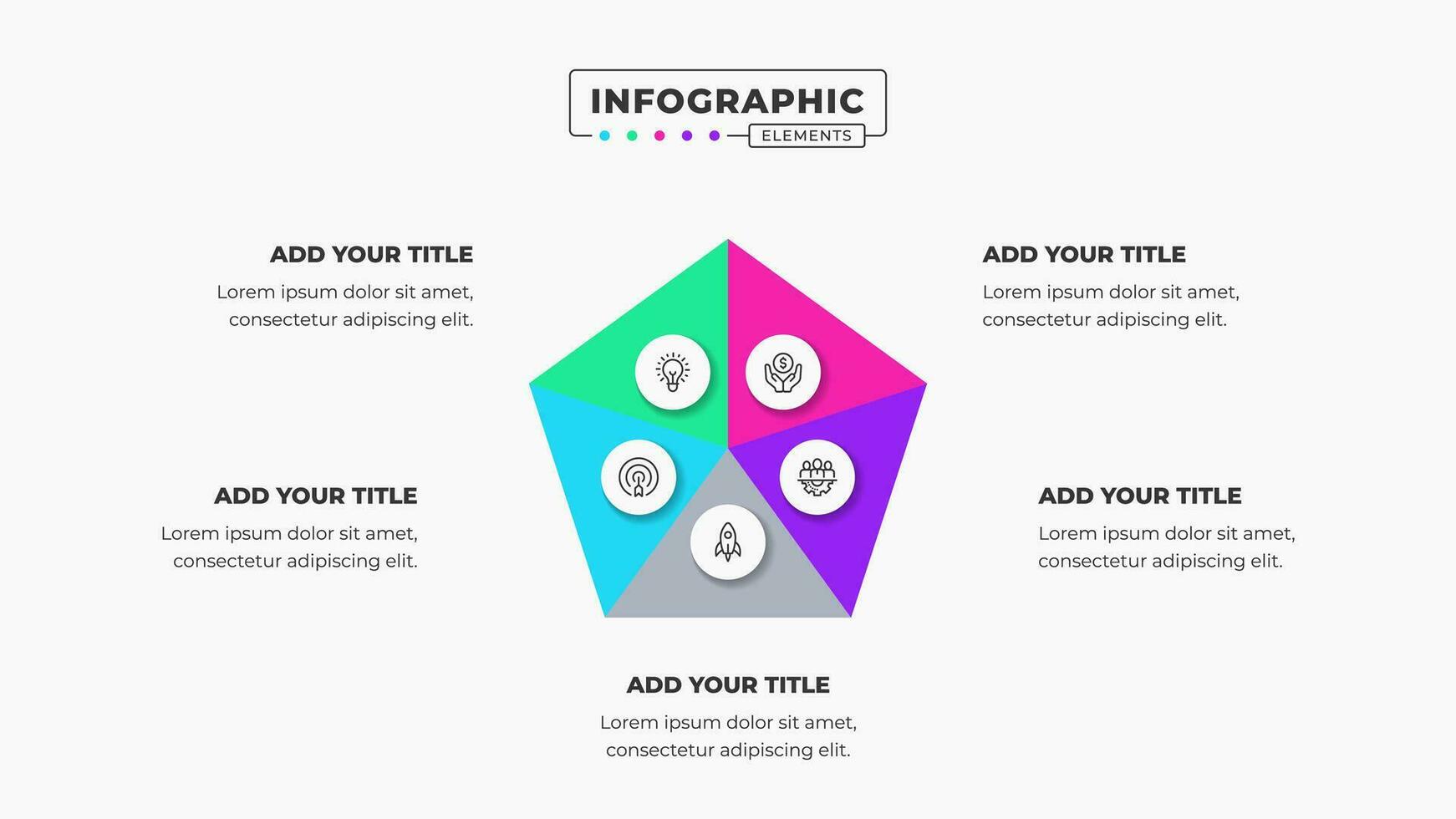 vecteur affaires infographie présentation éléments avec 5 pas ou les options