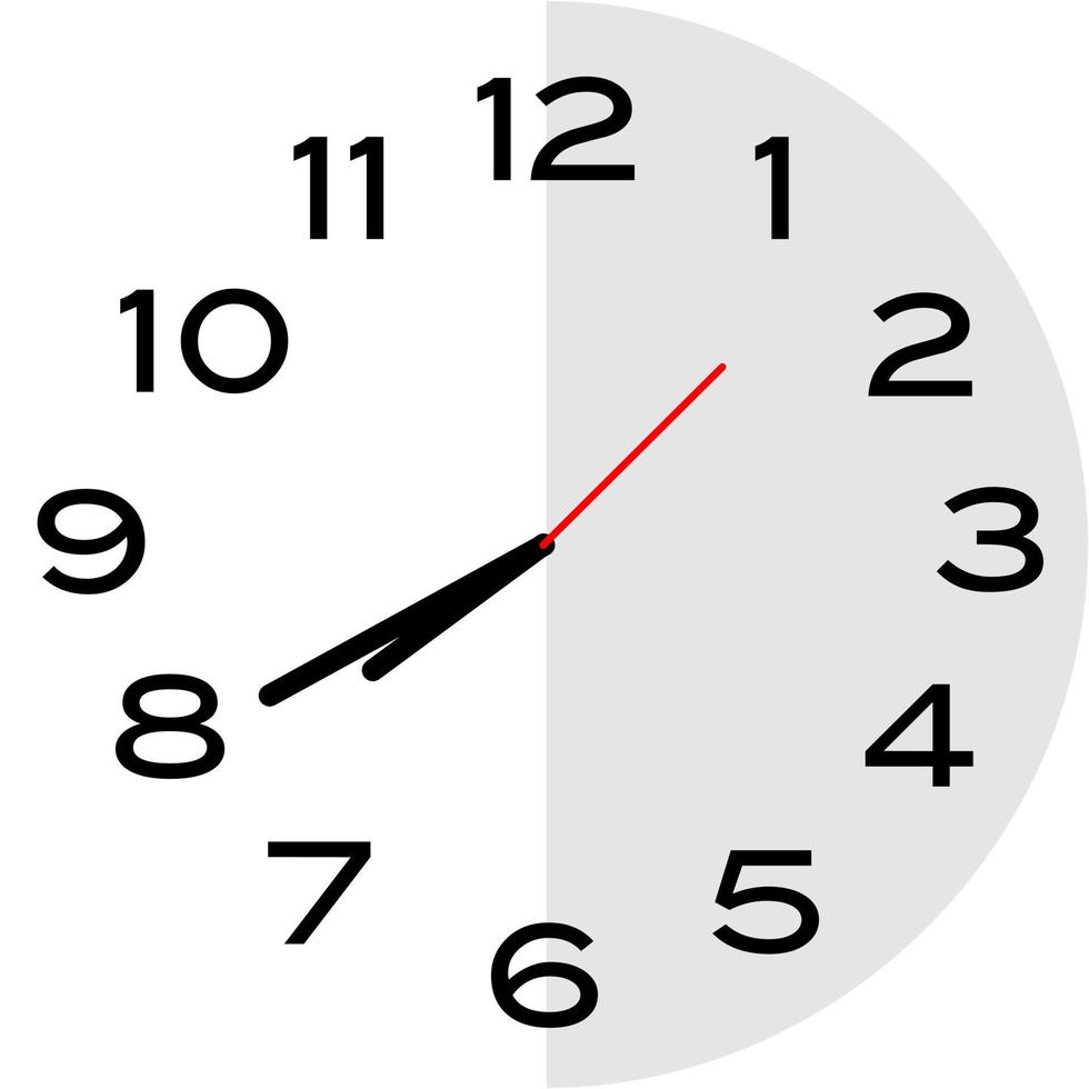 Icône d'horloge analogique de 20 minutes à 8 heures vecteur