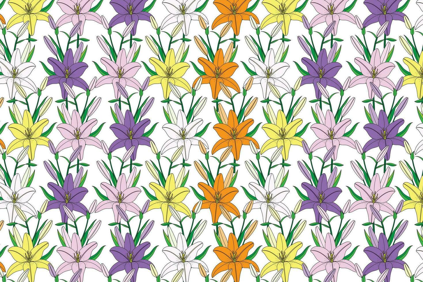 illustration de lis fleur bouquet avec feuilles sur blanc Contexte. vecteur