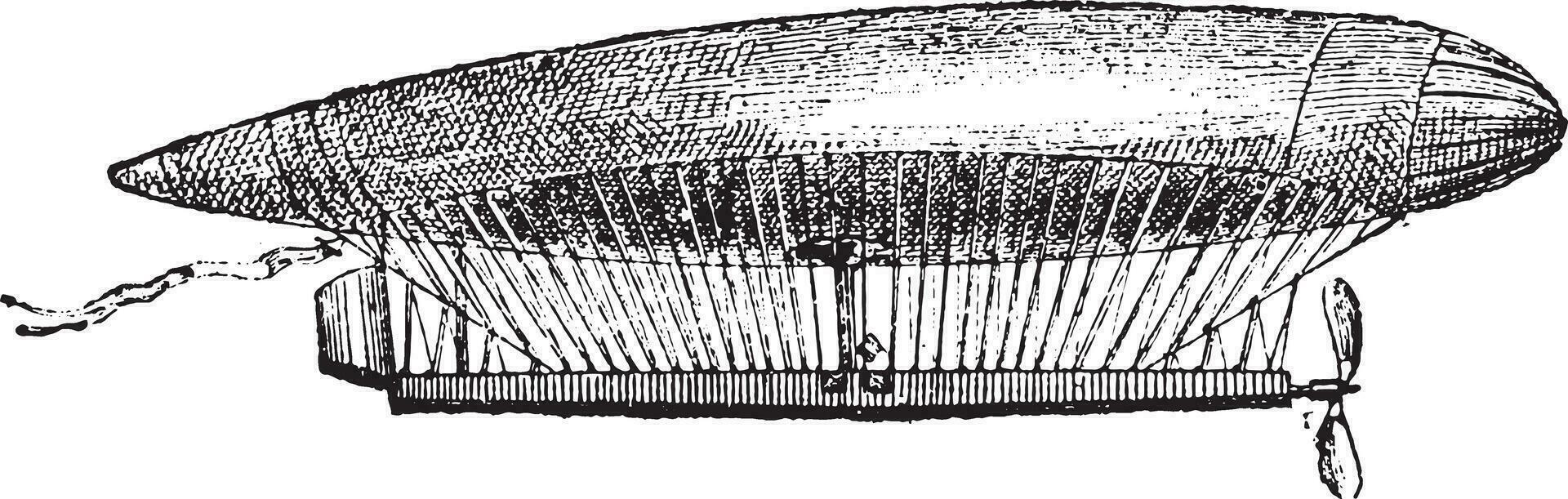 électrique ballon dirigeable, ancien gravure. vecteur