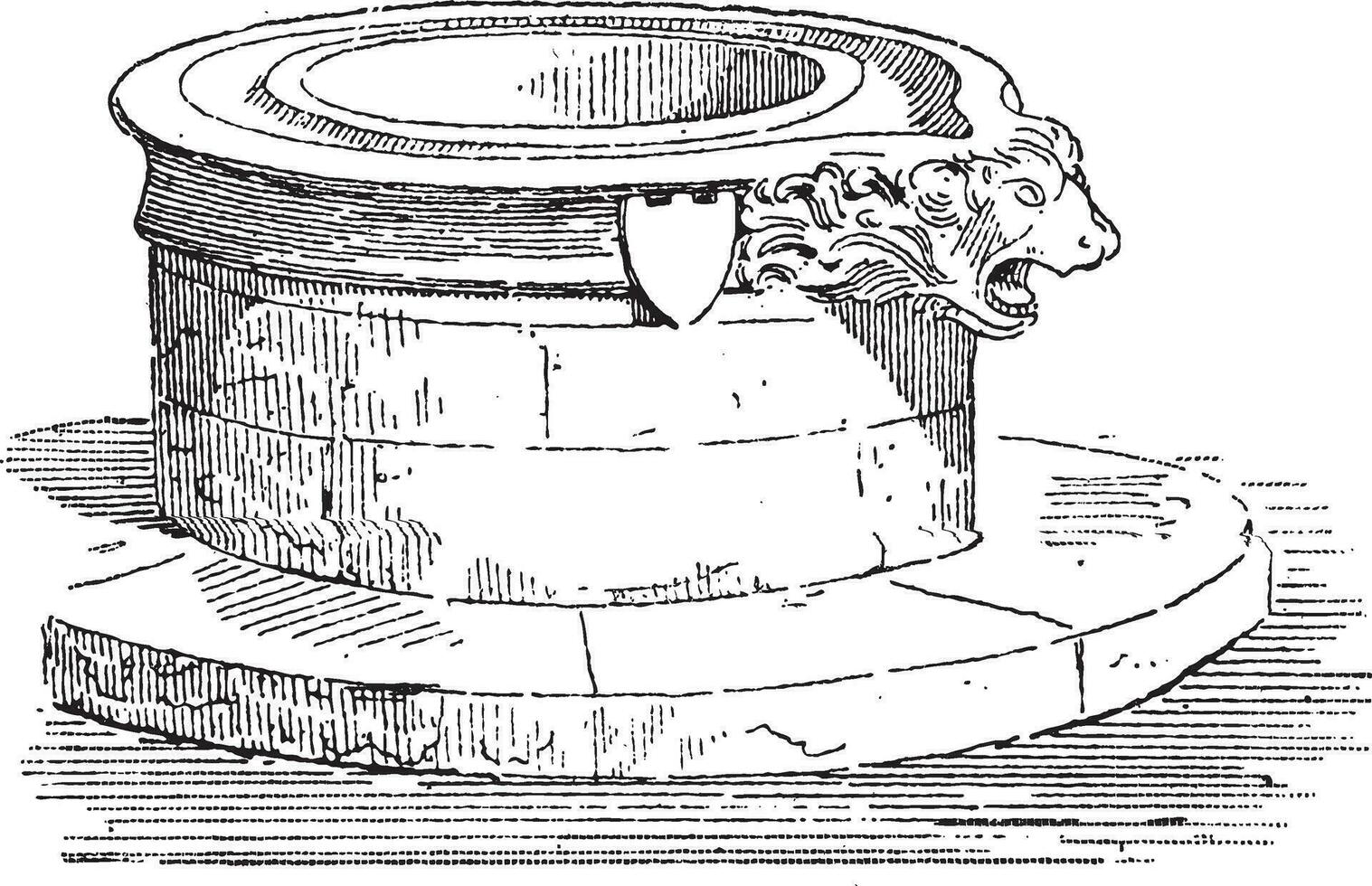 bien avec une sculpté bord, ancien gravure vecteur