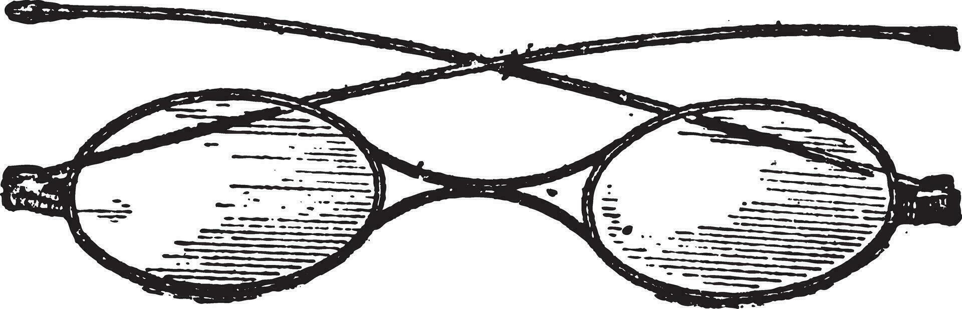 lunettes, X pont, ancien gravure. vecteur