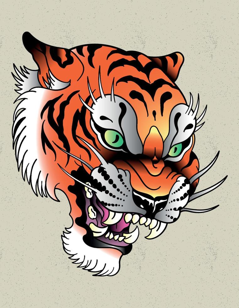 animal de tatouage de tigre vecteur