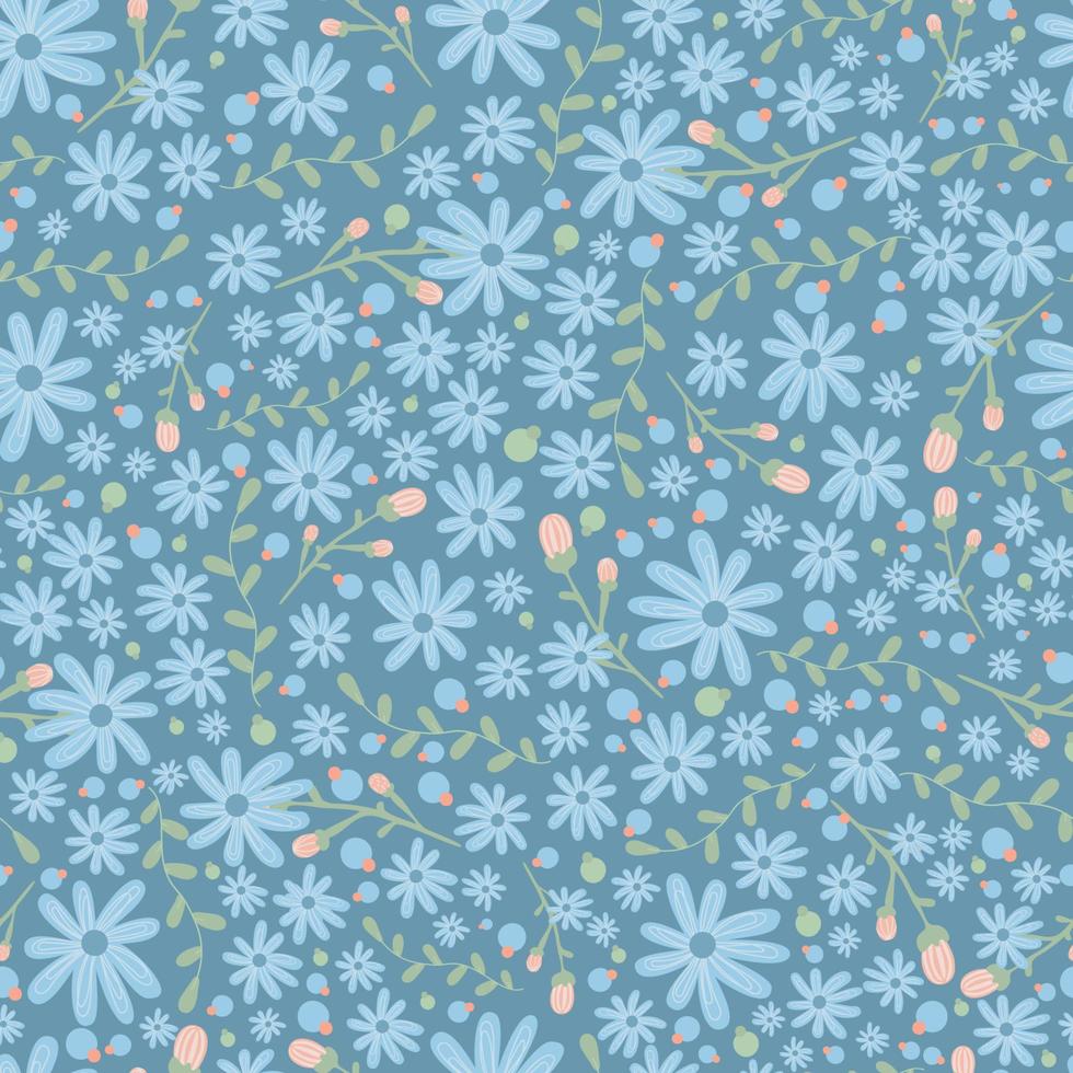 motif floral. jolies fleurs sur fond blanc. impression avec de petites fleurs bleues. petite impression. texture transparente. jolis motifs de fleurs. modèle élégant pour les imprimantes à la mode vecteur