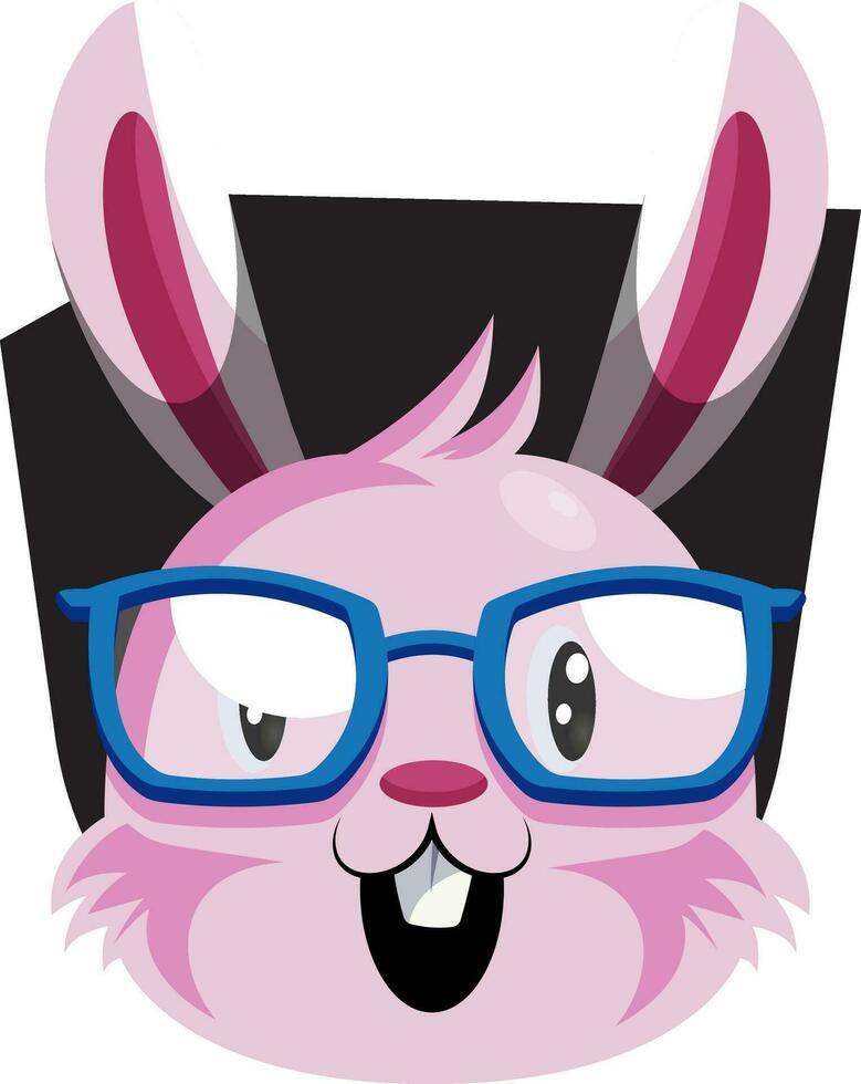 content visage de rose Pâques lapin avec lunettes illustration la toile vecteur sur blanc Contexte