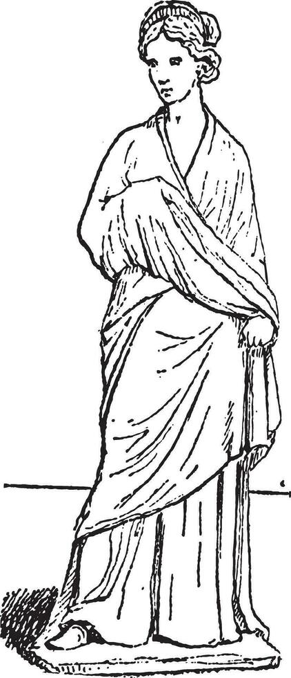 tanagra statuette ancien gravure vecteur
