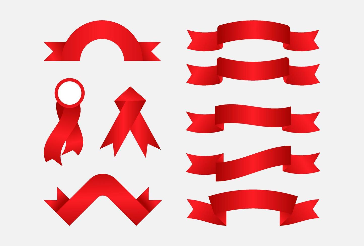collection de bannières de ruban rouge réaliste. illustration vectorielle vecteur