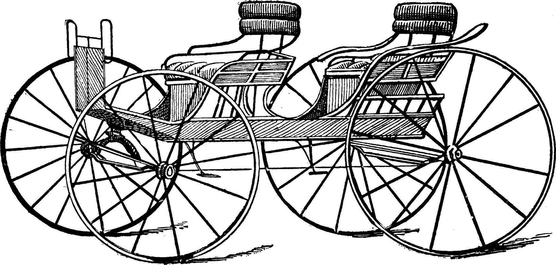 double petit chariot, ancien illustration. vecteur