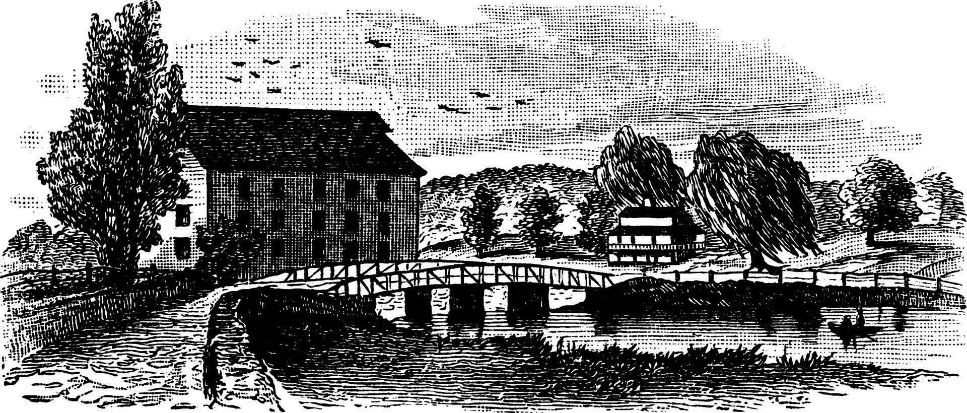 Roi pont dans 1860, ancien illustration. vecteur