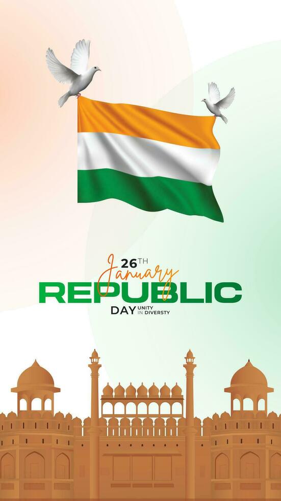 75e Indien république jour, 26 janvier fête social médias poste, la toile benner, statut vœux vecteur