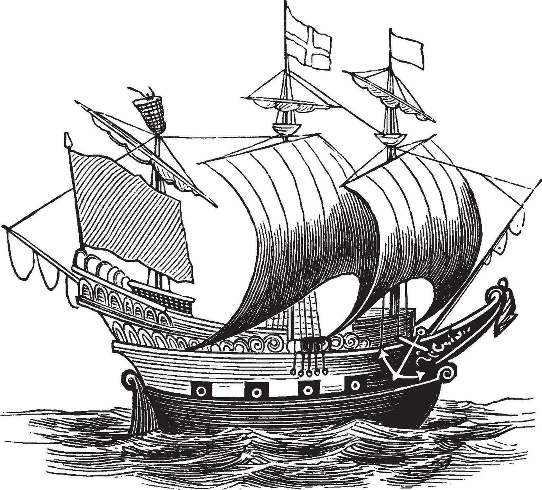 Anglais bateau, ancien illustration. vecteur