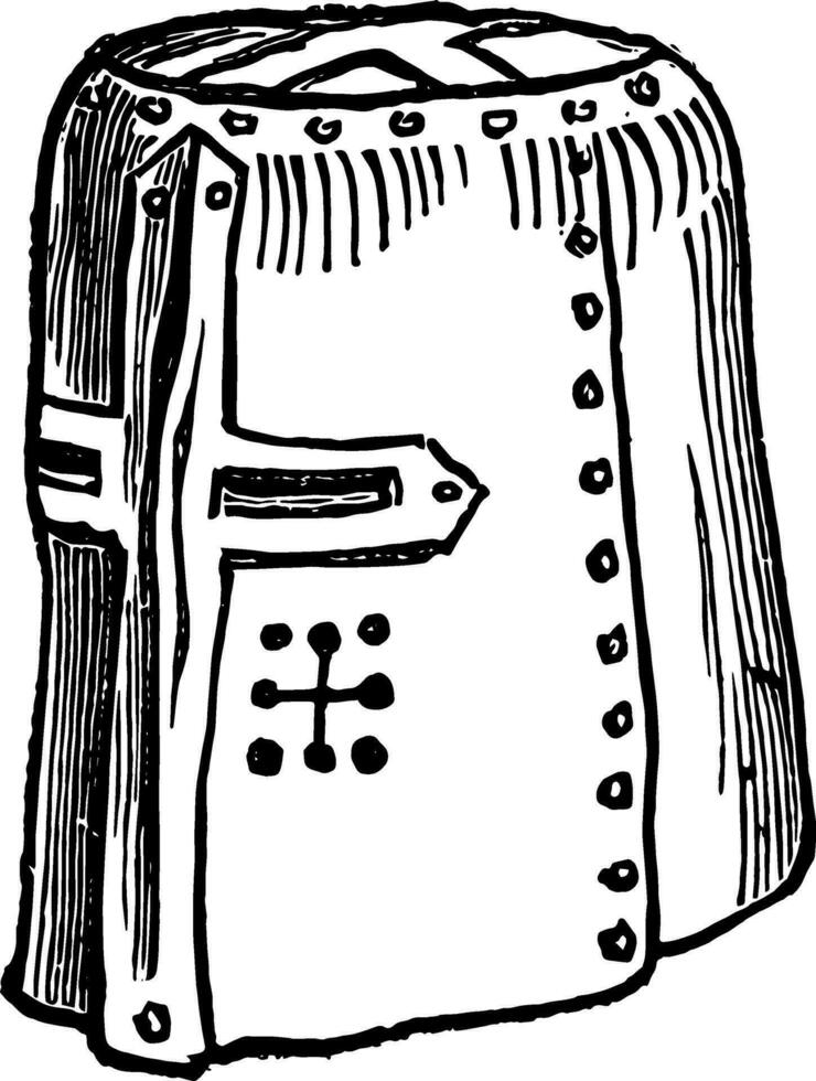 héraldique casque est un exemple de un ordinaire casque ancien gravure. vecteur