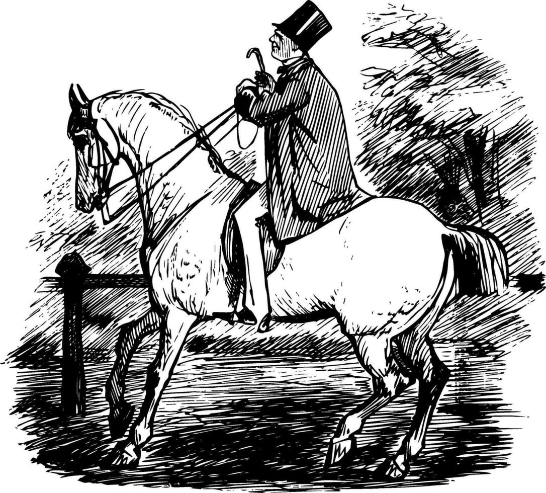 homme à cheval illustration vintage vecteur