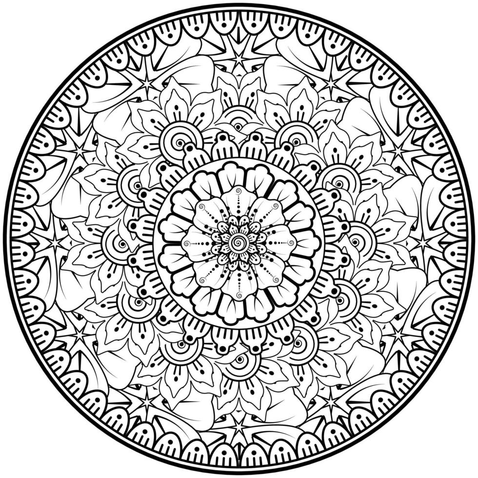 motif circulaire en forme de mandala avec fleur pour henné, mehndi, tatouage, décoration. vecteur