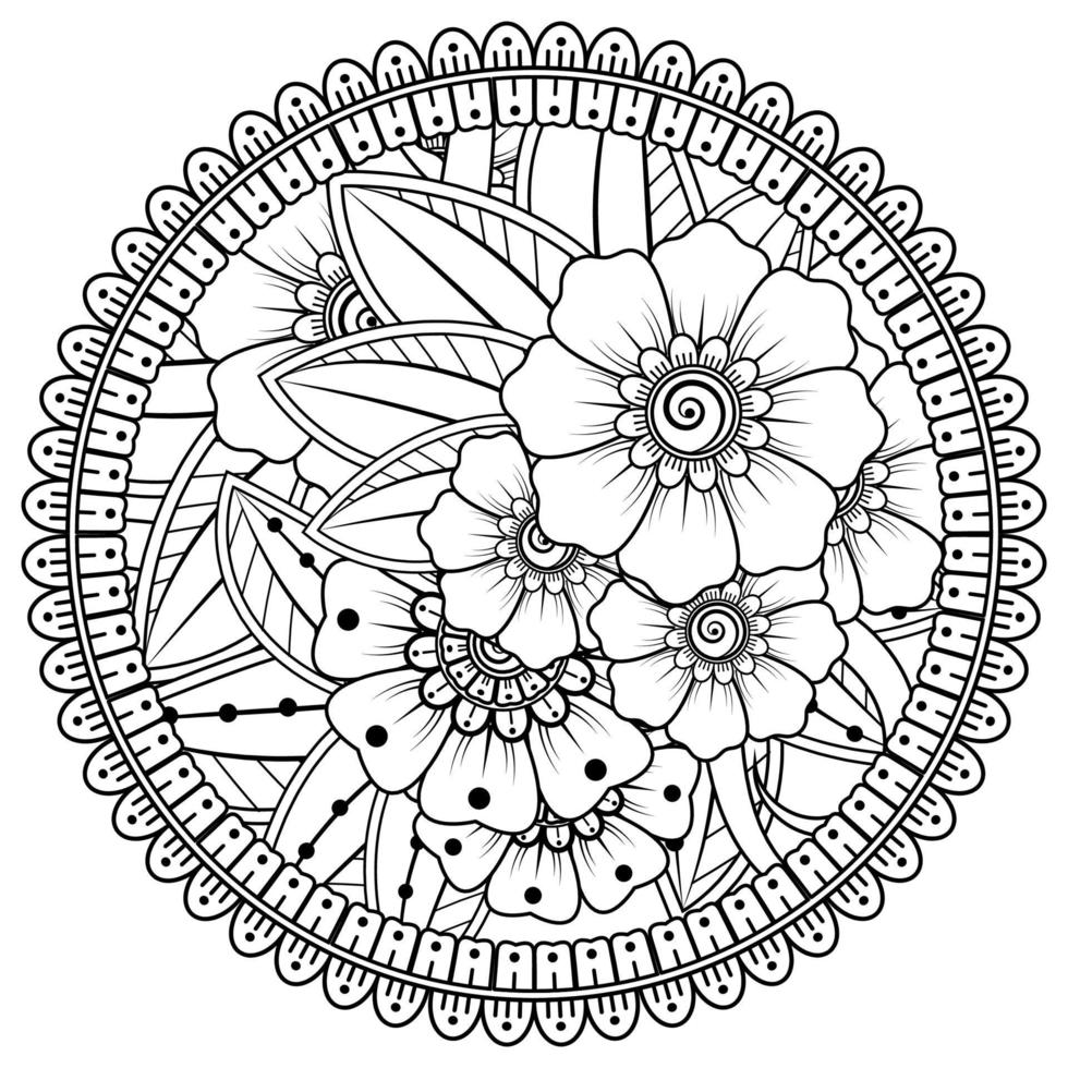 motif circulaire en forme de mandala avec fleur pour henné, mehndi, tatouage, décoration. vecteur