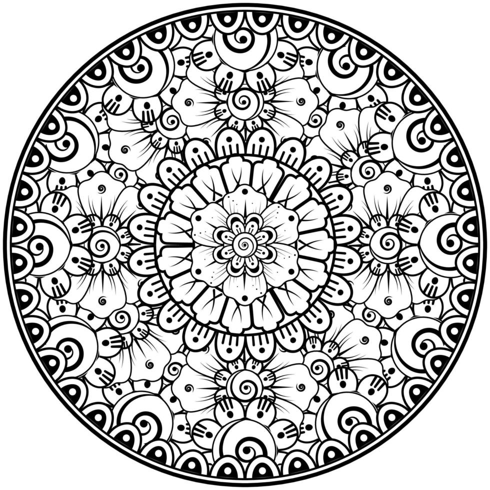 motif circulaire en forme de mandala avec fleur pour henné, mehndi, tatouage, décoration. vecteur