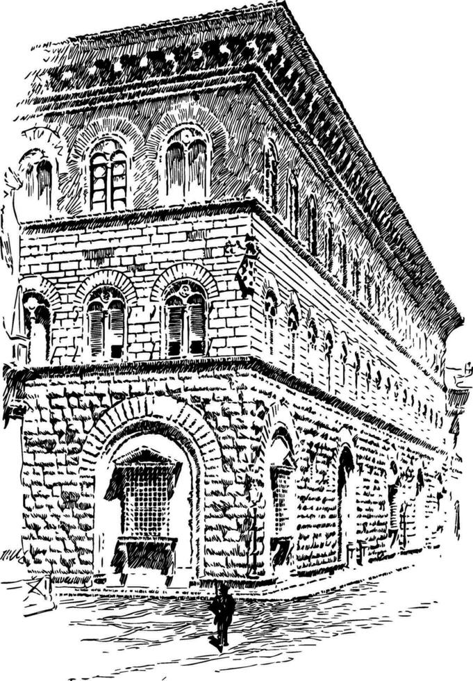 medici palais, architectural éléments de rusticité, ancien gravure. vecteur