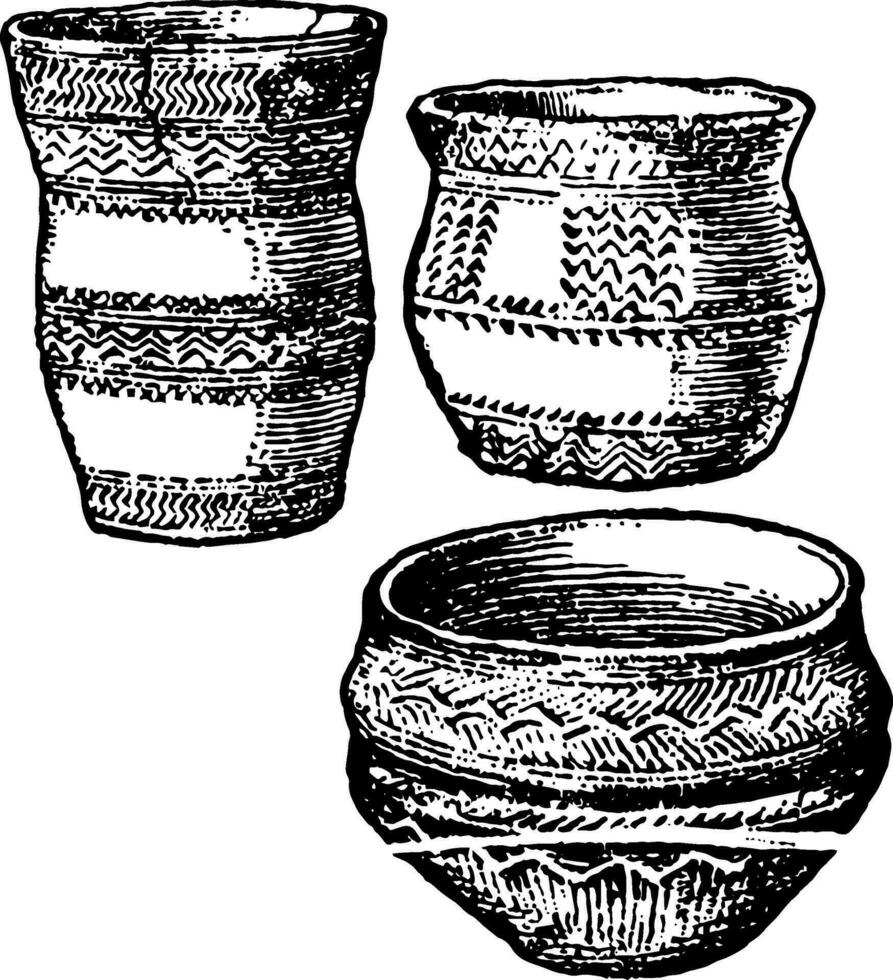 bronze âge poterie est une ne pas tiré à escalader, ancien gravure. vecteur
