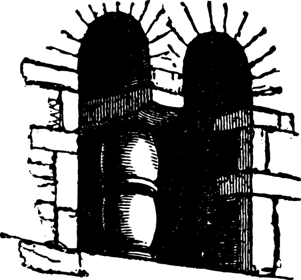 saxon architecture fenêtre, extrêmement simple, ancien gravure. vecteur