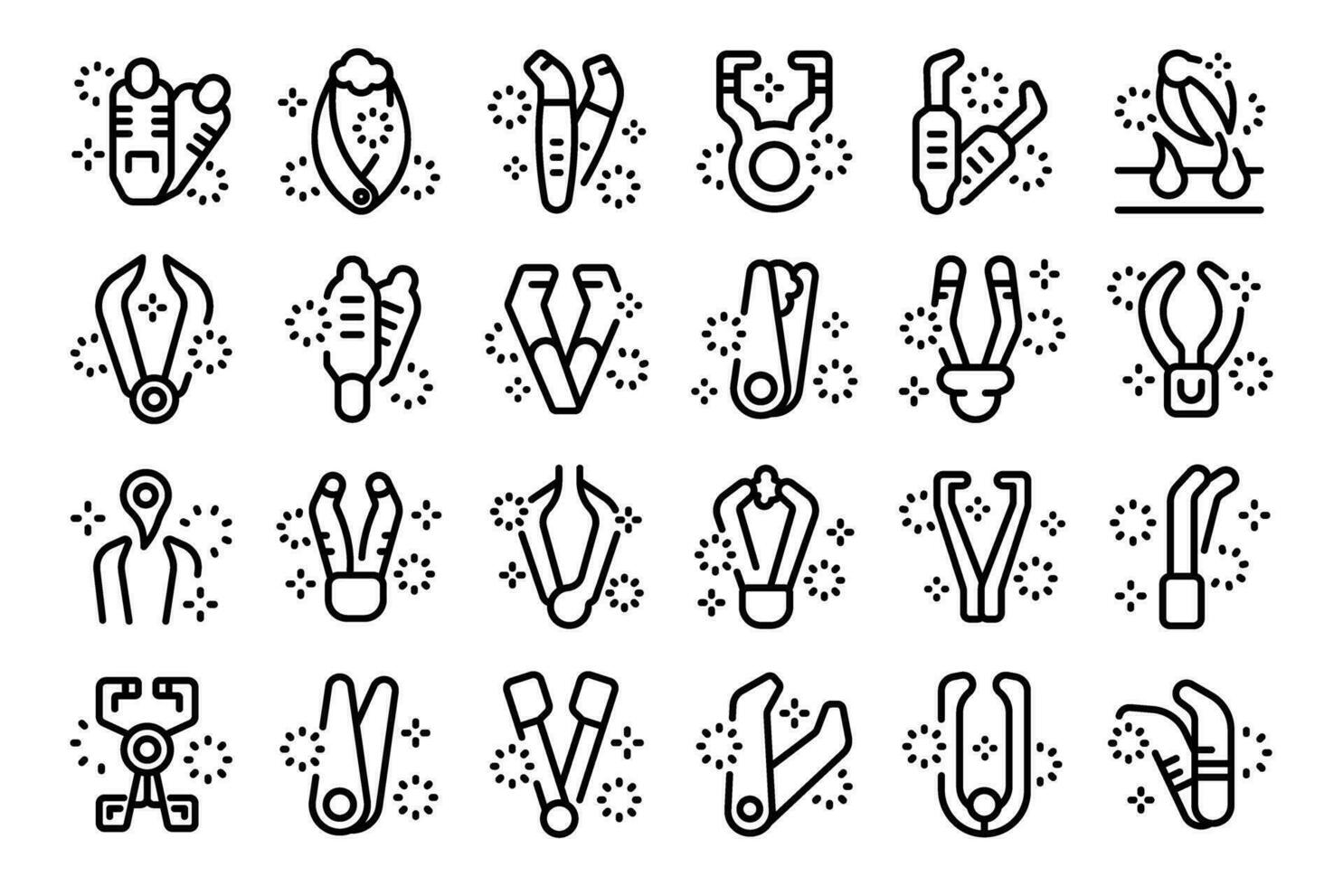 pince à épiler Icônes ensemble contour vecteur. médical tenailles vecteur