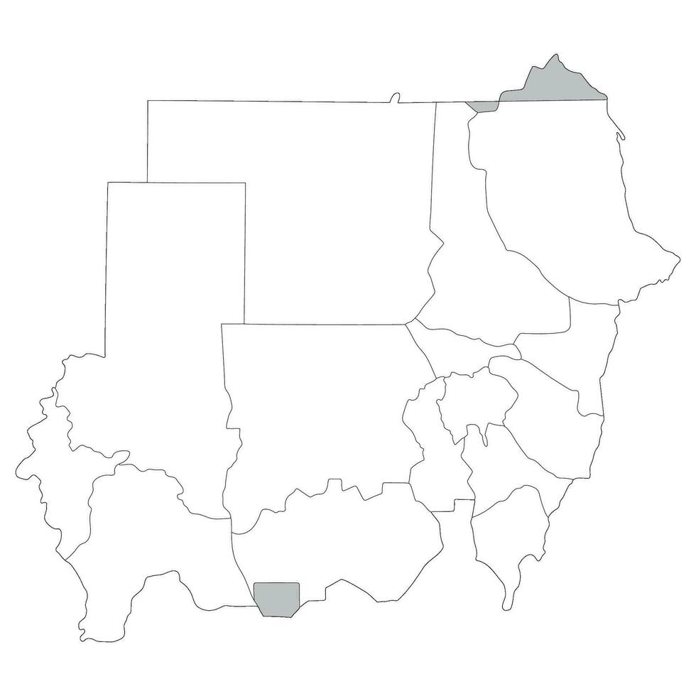 Soudan carte. carte de Soudan dans administratif États dans blanc Couleur vecteur