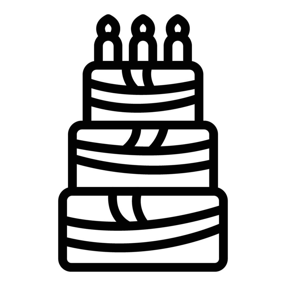 mariage gâteau avec bougies icône contour vecteur. fête couple traiter vecteur