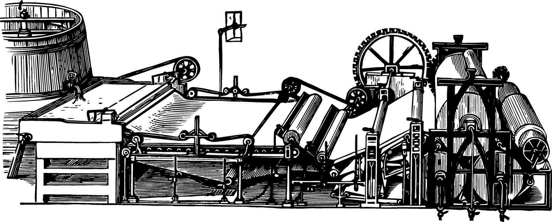 papier fabrication machine, ancien illustration. vecteur