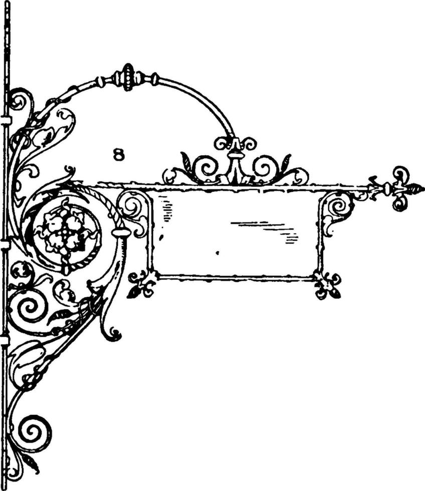 fer forgé support, Douane supports, ancien gravure. vecteur