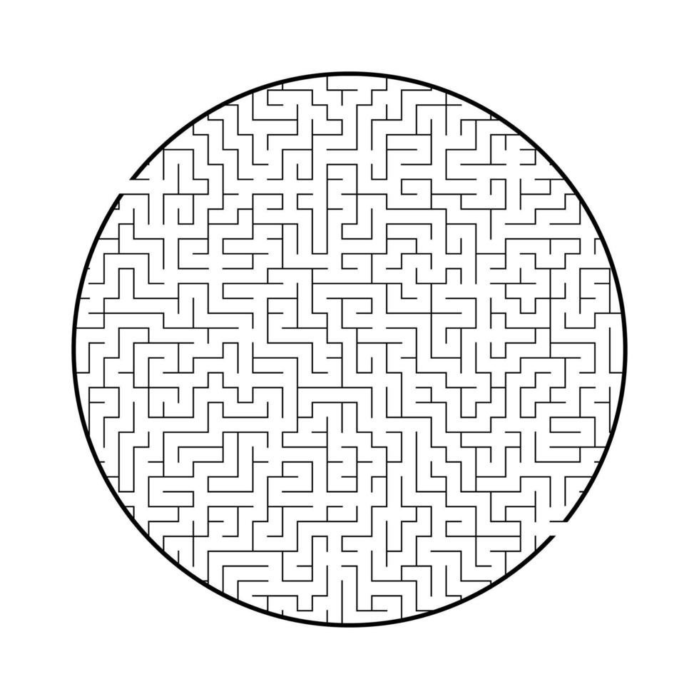 difficile grand labyrinthe rond. jeu pour enfants et adultes. casse-tête pour les enfants. énigme du labyrinthe. illustration vectorielle plane isolée sur fond blanc. vecteur