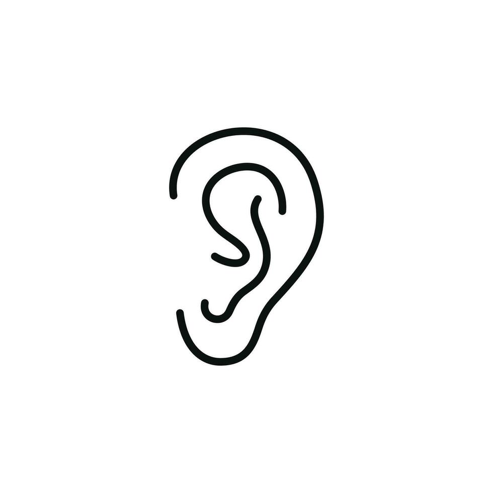 oreille ligne icône isolé sur blanc Contexte vecteur