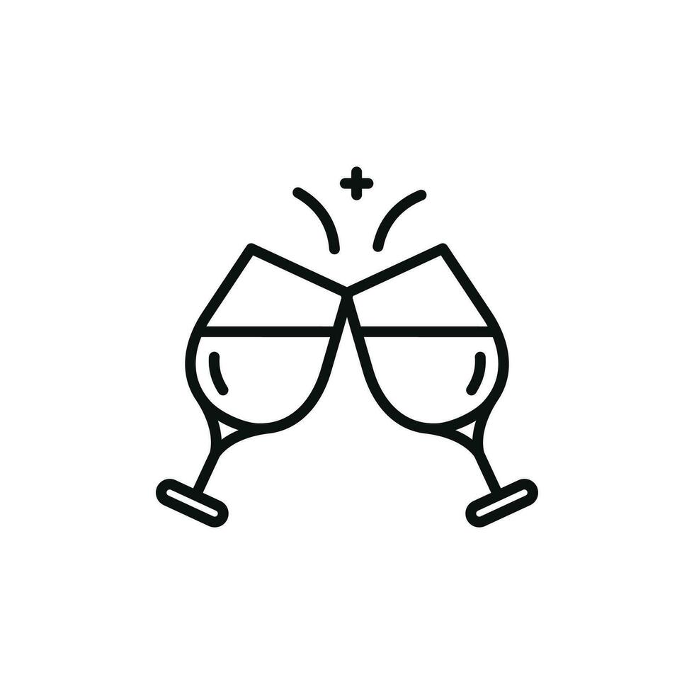 grillage du vin ligne icône isolé sur blanc Contexte. à votre santé du vin icône vecteur