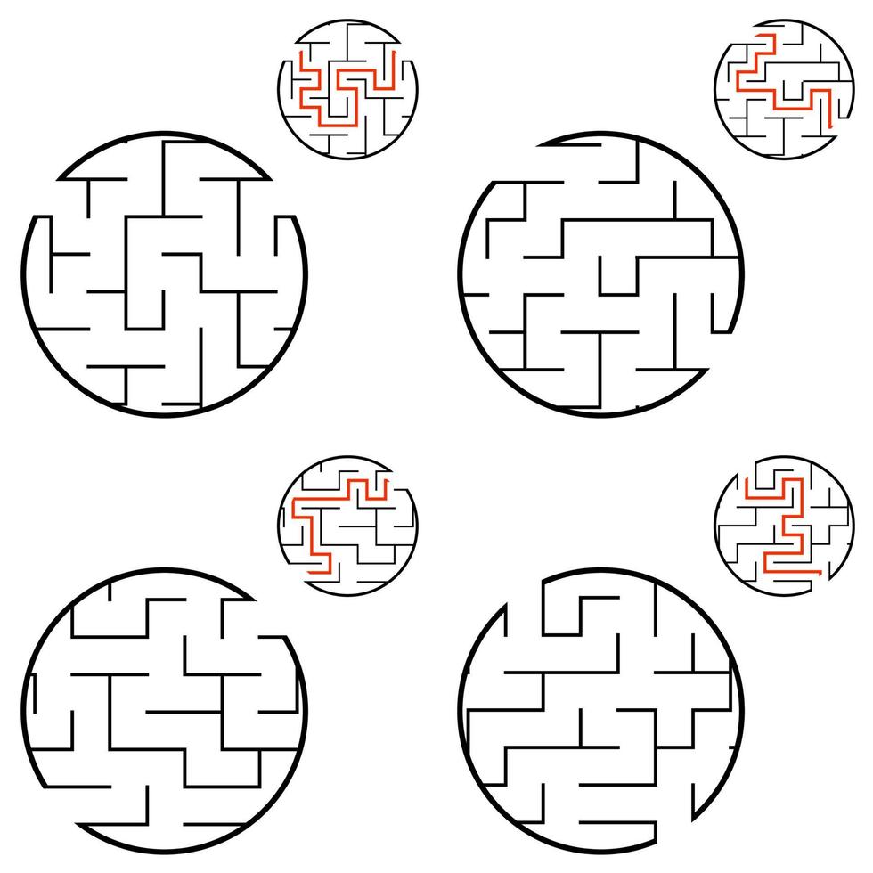 un ensemble de labyrinthes. jeu pour les enfants. casse-tête pour les enfants. énigme du labyrinthe. illustration vectorielle plane. vecteur