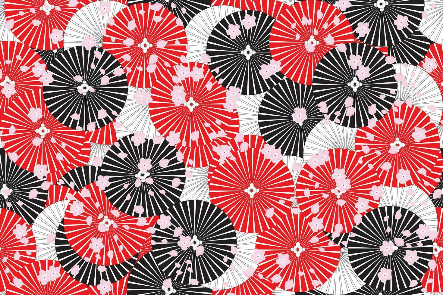 illustration, abstrait parapluie avec Sakura fleur et pétale tomber sur noir Contexte. vecteur
