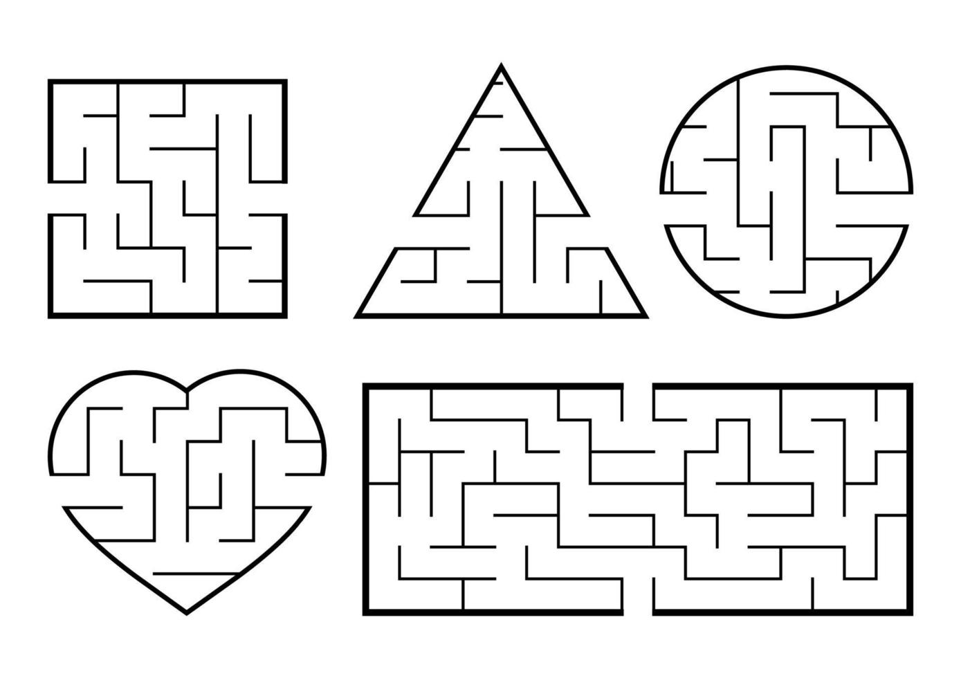 un ensemble de labyrinthes. jeu pour les enfants. casse-tête pour les enfants. énigme du labyrinthe. illustration vectorielle. vecteur