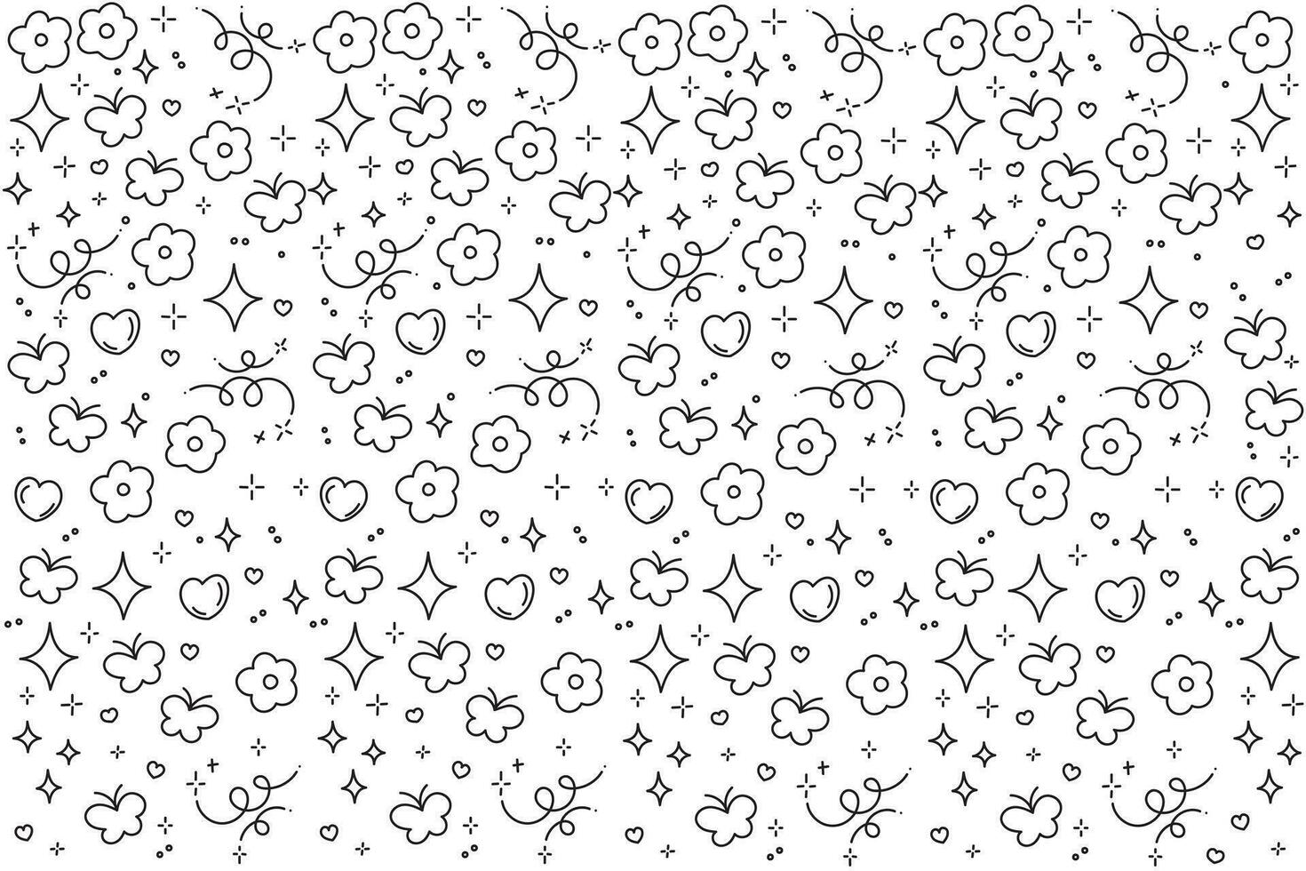 illustration ligne de fleur et papillon modèle sur blanc Contexte. vecteur