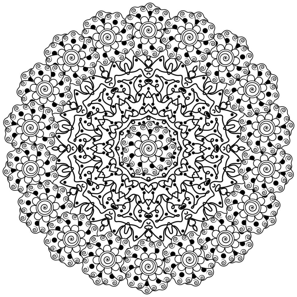 motif circulaire en forme de mandala avec fleur pour henné, mehndi, tatouage, décoration. vecteur