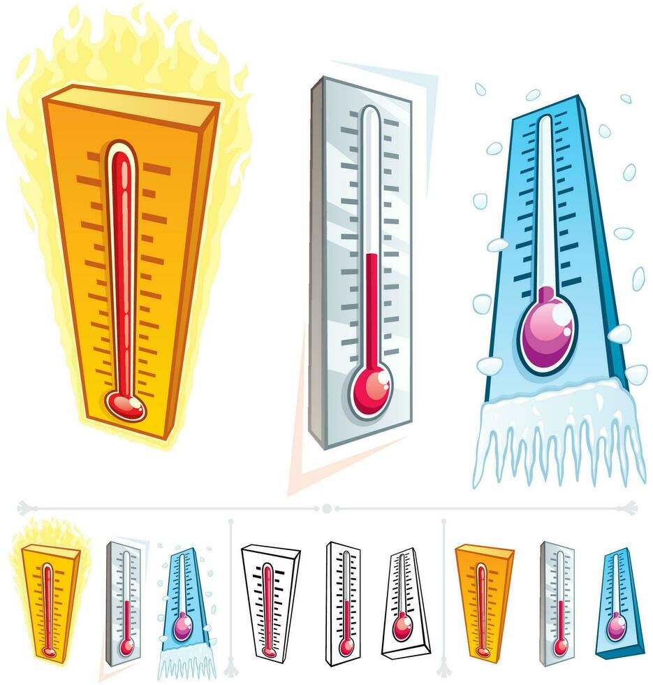 thermomètre dessin animé ensemble vecteur