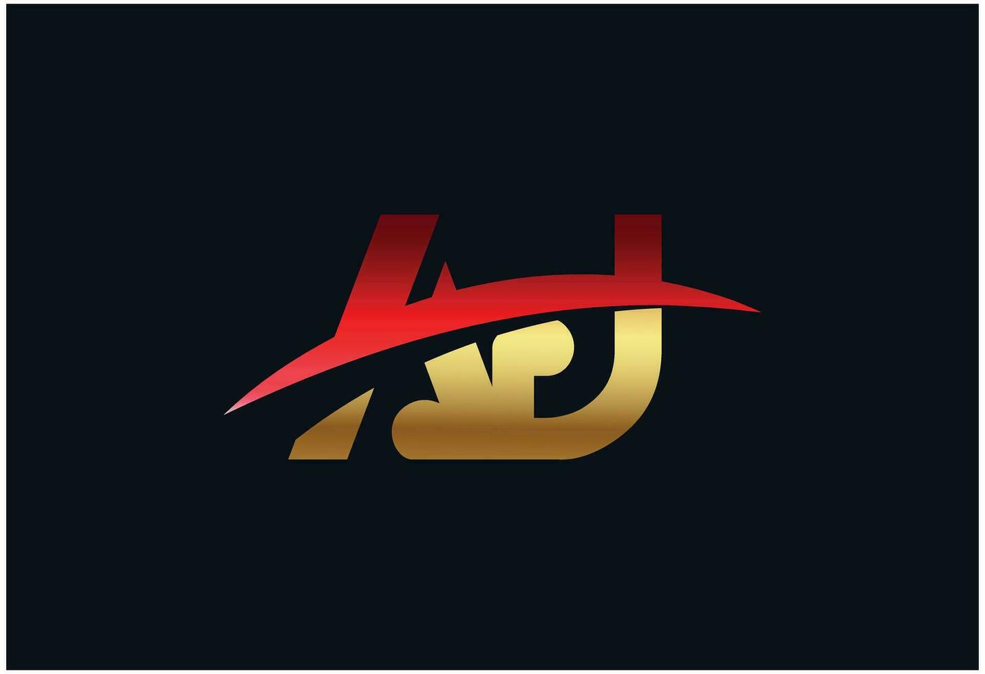 un J logo avec pente couleurs vecteur