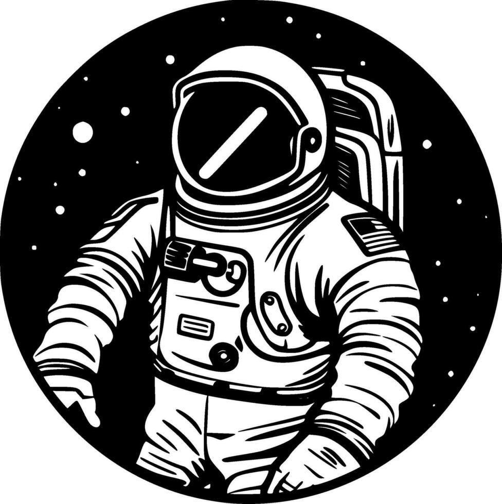 astronaute - noir et blanc isolé icône - vecteur illustration