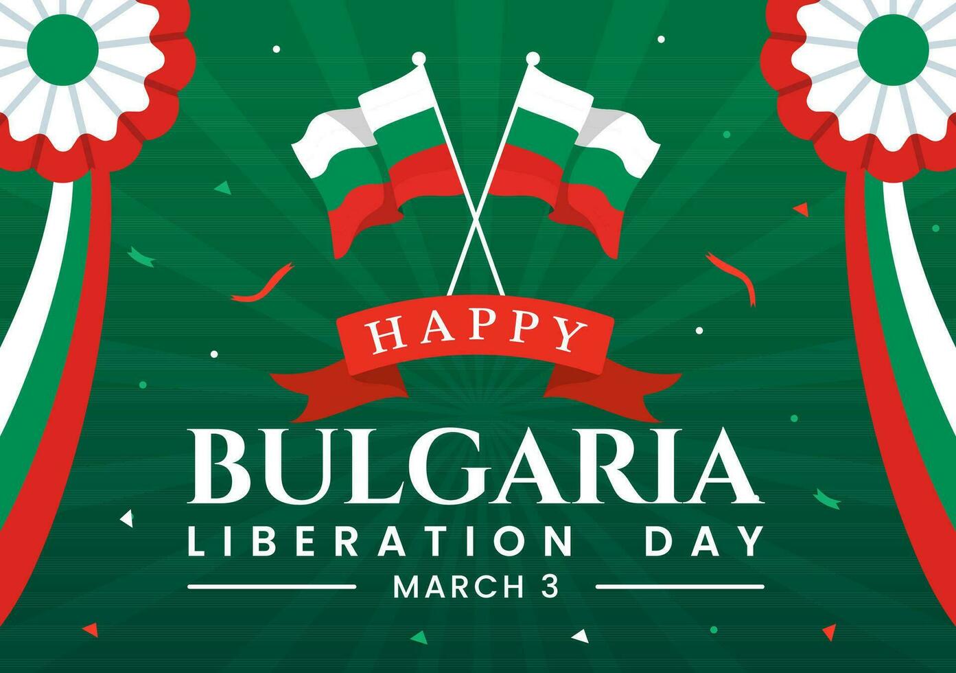 content Bulgarie libération journée vecteur illustration sur Mars 3 avec bulgare drapeau et ruban dans nationale vacances plat dessin animé Contexte conception