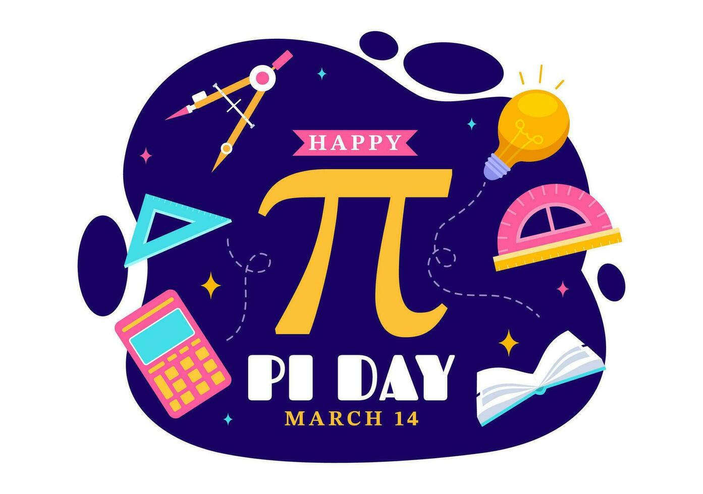 content pi journée vecteur illustration avec sur 14v Mars mathématique constantes, grec des lettres ou cuit sucré tarte dans vacances plat dessin animé Contexte