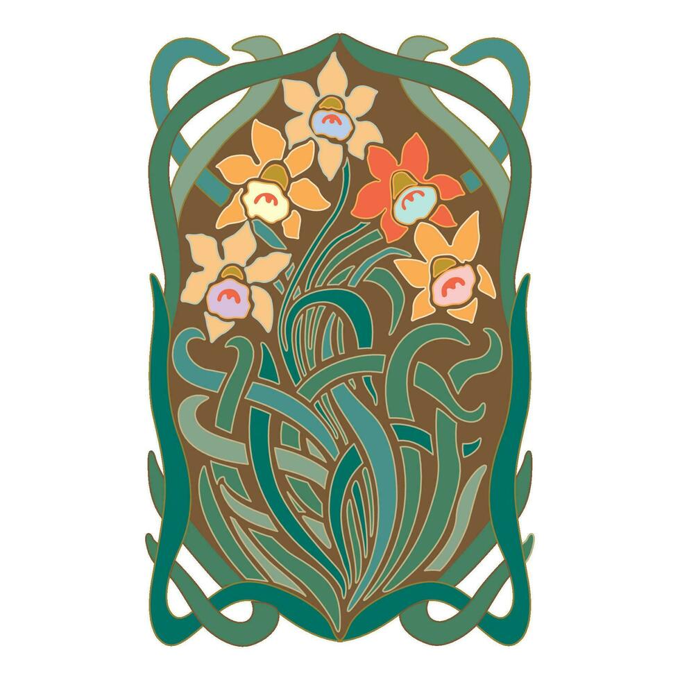 ancien rétro floral calligraphique art décoratif éléments coloré esquisser ensemble avec fleurs isolé vecteur