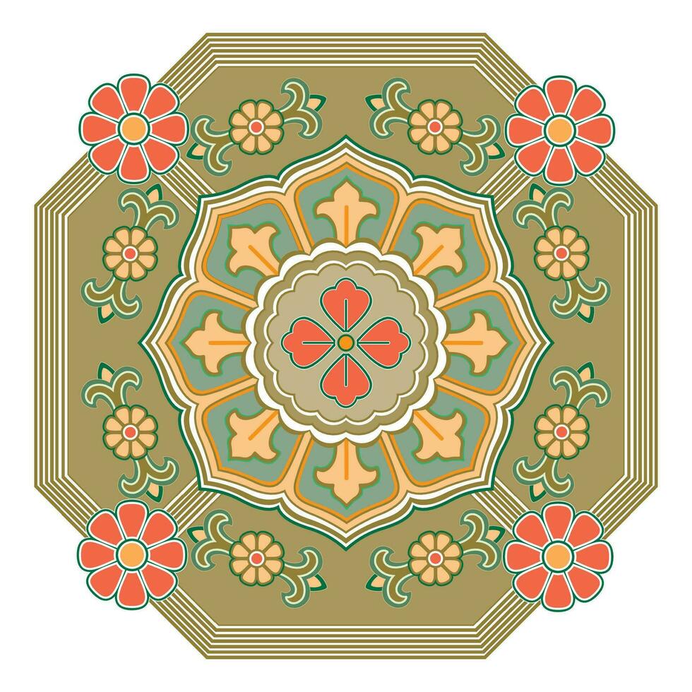 rétro conception original floral ancien Oriental ornement décoratif ensemble isolé vecteur