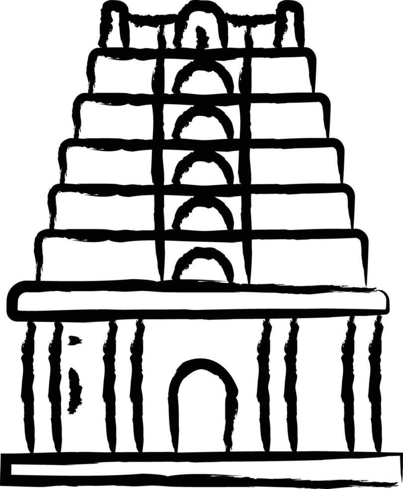 Indien temple main tiré vecteur illustration