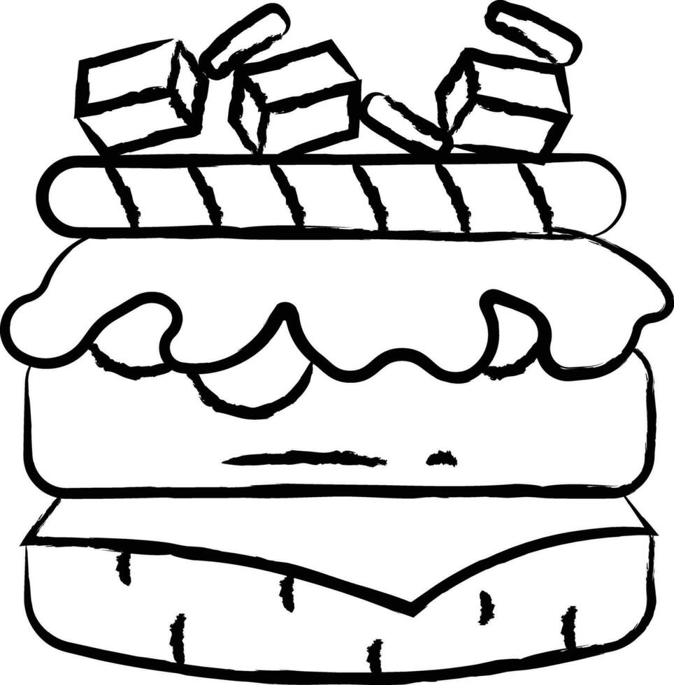 Burger sans pour autant chignon main tiré vecteur illustration