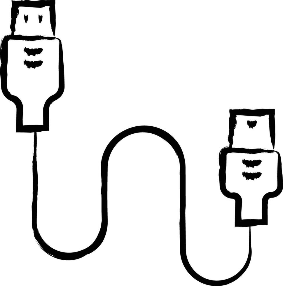 USB câble main tiré vecteur illustration