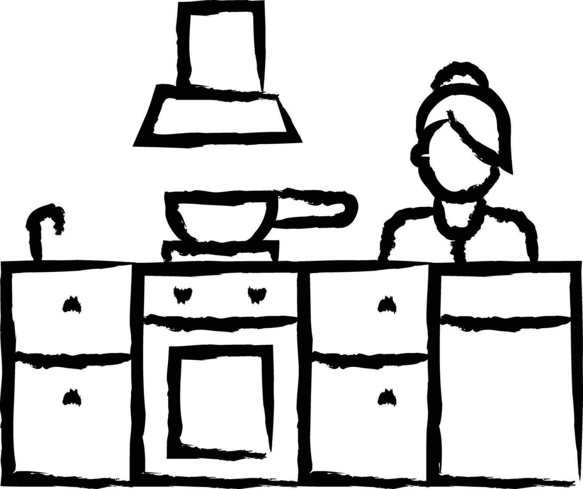 cuisine classe main tiré vecteur illustration